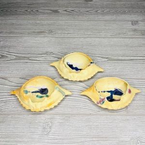 Hand made clay glazed crab shell bowls / decorations